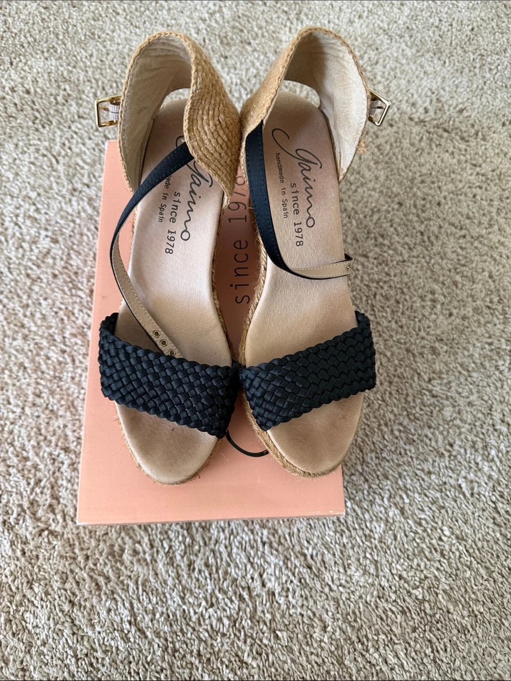 Black Woven Espadrille Wedge Sandals handmade in Spain